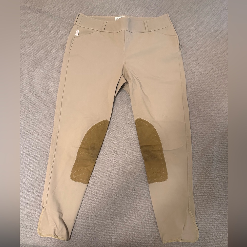 Tailored Sportsman Trophy Hunter Breech, mid rise side zip knee patch tan 34R
